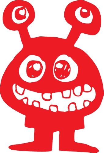 Cartoon cute monster icon sign design