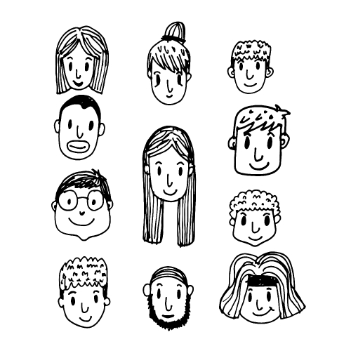 People faces doodle cartoon emotions icon