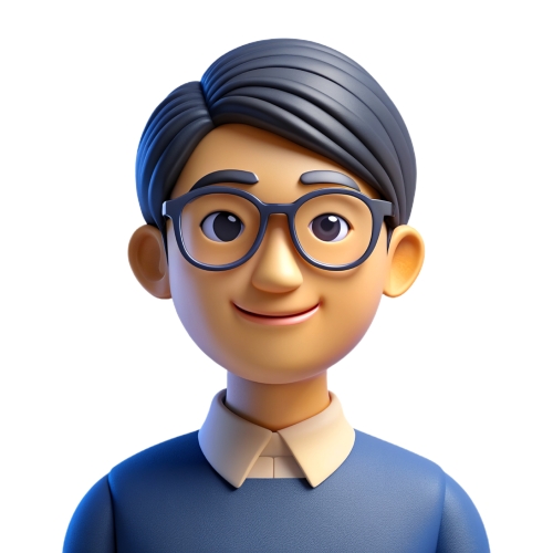 Asian man wearing glasses people icon character cartoon