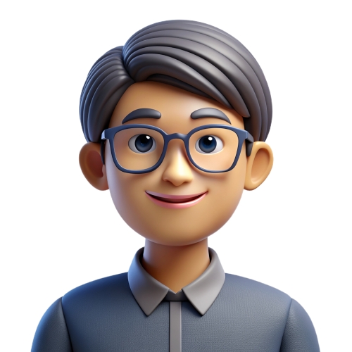 Asian man wearing glasses people icon character cartoon