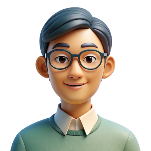 Asian man wearing glasses people icon character cartoon