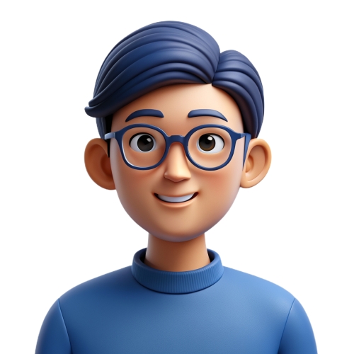 Asian man wearing glasses people icon character cartoon