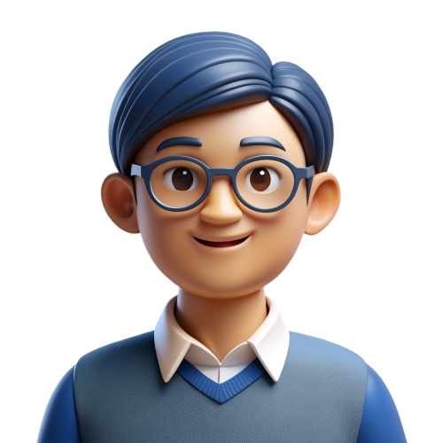 Asian man wearing glasses people icon character cartoon
