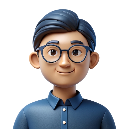 Asian man wearing glasses people icon character cartoon