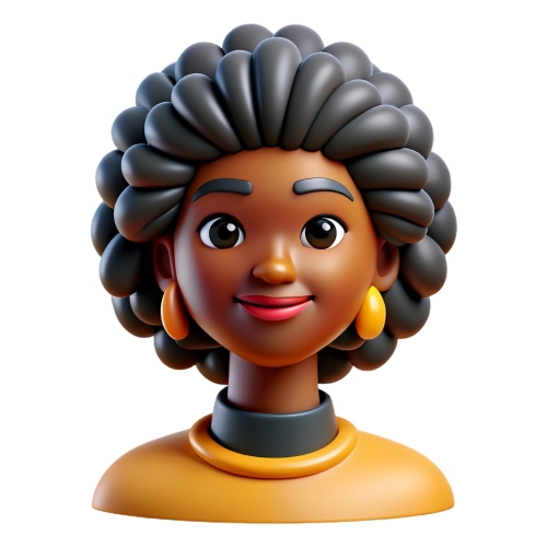 Black woman afro culture style avatar people icon character cart