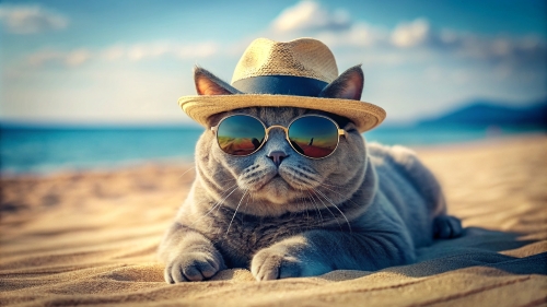 British Shorthair cat wearing a hat 16mar24 (2)