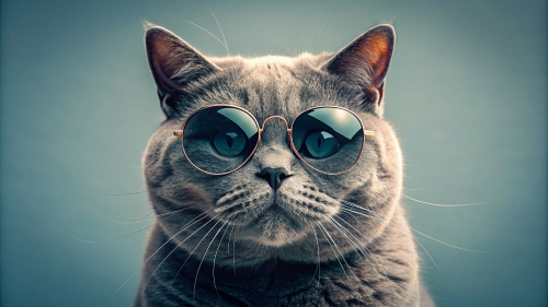 British Shorthair cat, wearing sunglasses 28feb24 (7)