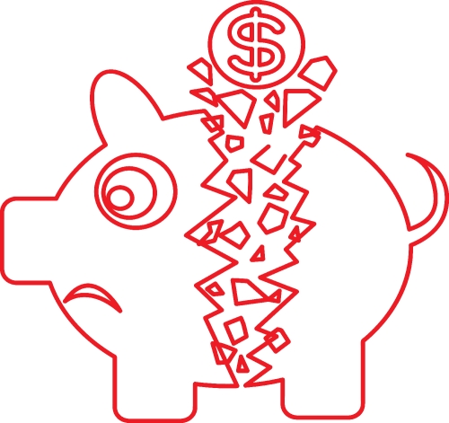 Broken Piggy Bank icon sign design