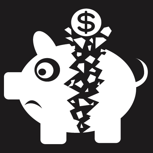 Broken Piggy Bank icon sign design