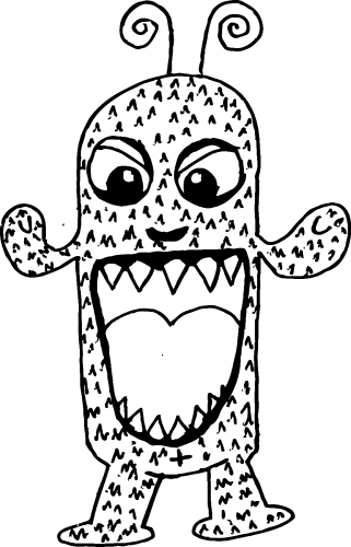 Cartoon cute monster icon sign design