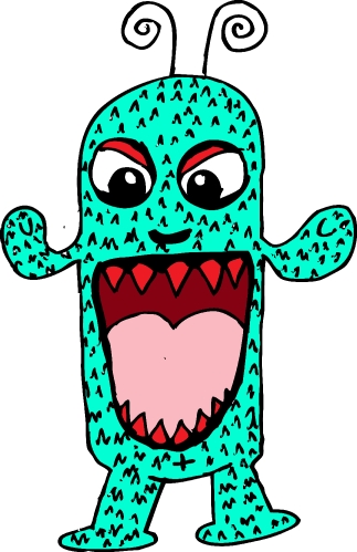 Cartoon cute monster icon sign design