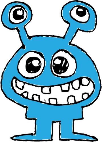 Cartoon cute monster icon sign design