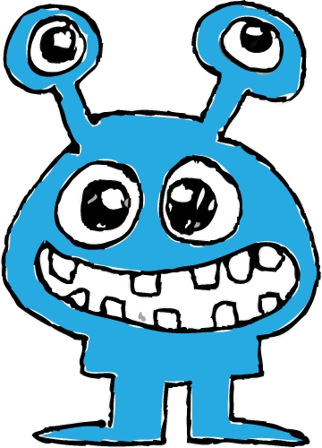 Cartoon cute monster icon sign design