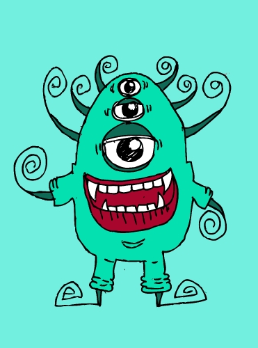 Cartoon cute monsters in Jaidee Family Style