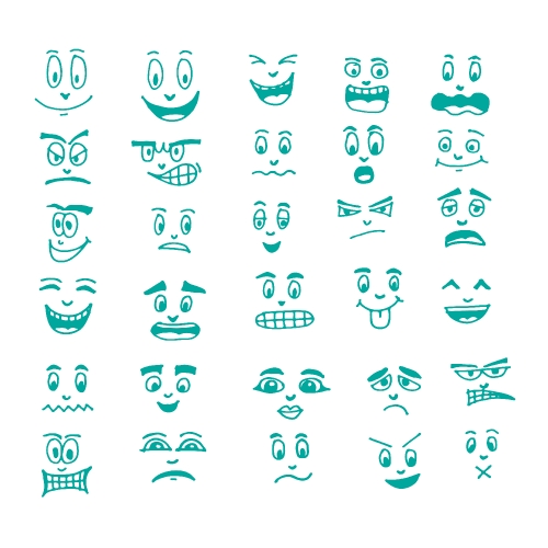 Cartoon Face Emotions Stock Vectors