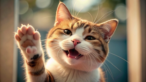 Cat Smiling giving high five 10mar24 (10)