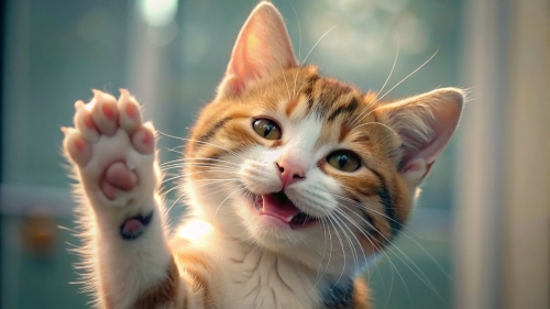 Cat Smiling giving high five 10mar24 (14)