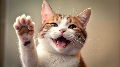 Cat Smiling giving high five 10mar24 (2)