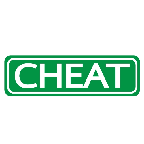 CHEAT stamp text