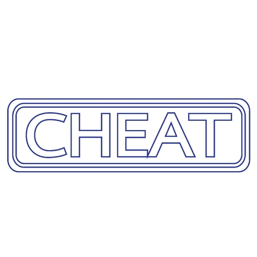 CHEAT stamp text