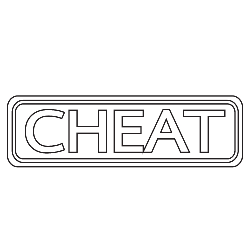 CHEAT stamp text