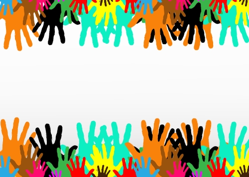 colorful silhouette hands background design