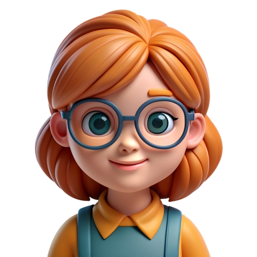 Cute cartoon girl in glasses avatar people icon character cartoo