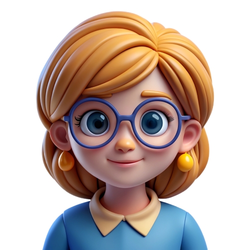 Cute cartoon girl in glasses avatar people icon character cartoo