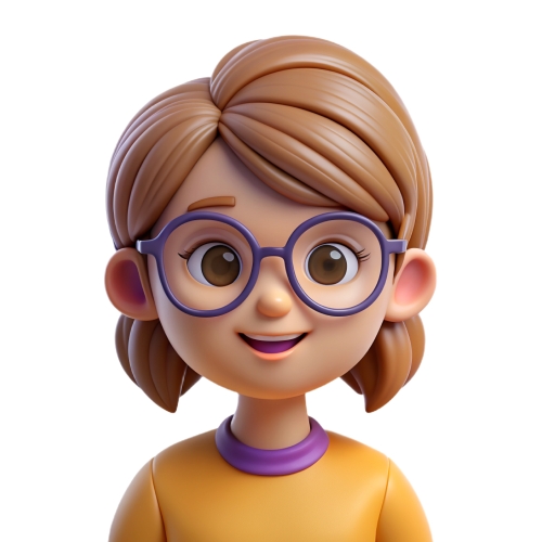 Cute cartoon girl in glasses avatar people icon character cartoo