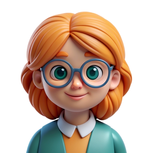 Cute cartoon girl in glasses avatar people icon character cartoo