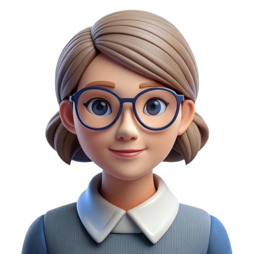 Cute cartoon girl in glasses avatar people icon character cartoo