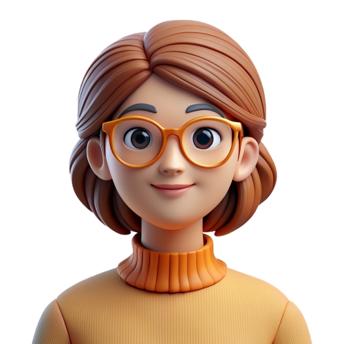 Cute cartoon girl in glasses avatar people icon character cartoo