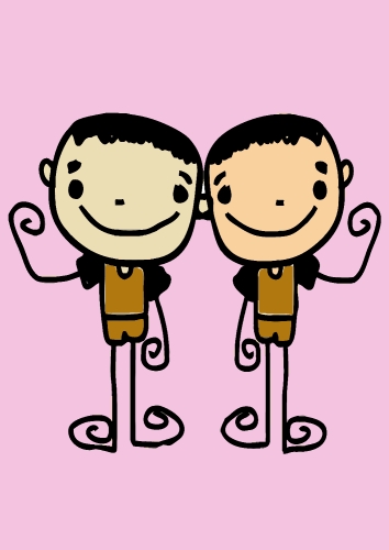 Cute cartoon people man and woman in Jaidee Family Style