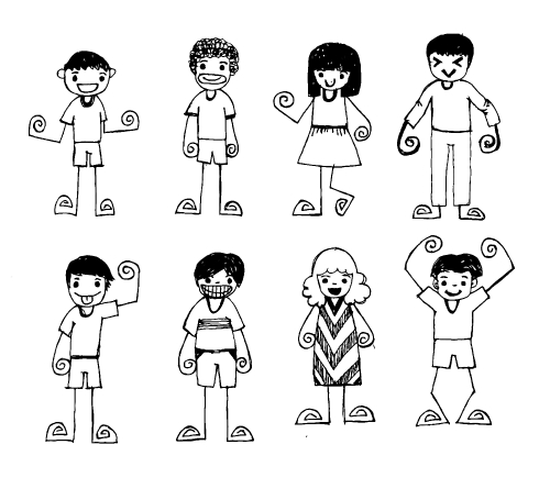 Cute happy cartoon kids