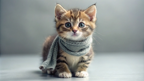 Cute Kitten  wearing a scarf 4mar24 (1)