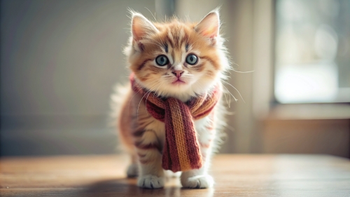 Cute Kitten  wearing a scarf 4mar24 (2)
