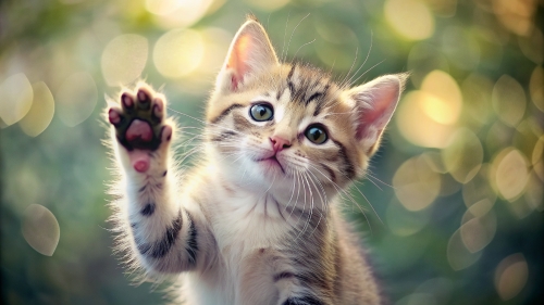 Cute Kitten smile giving high five 10mar24 (1)