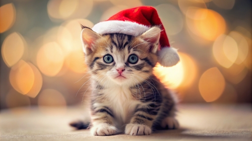 Cute Kitten wearing Christmas hat 4mar24 (1)