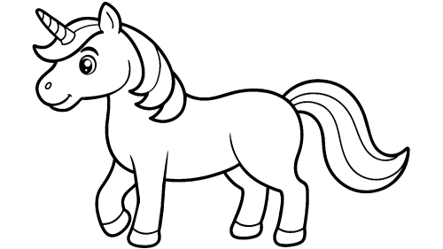 Cute unicorn cartoon coloring pages for kids