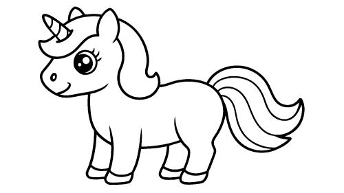 Cute unicorn cartoon coloring pages for kids