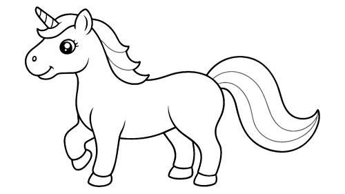 Cute unicorn cartoon coloring pages for kids