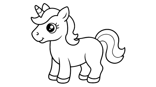Cute unicorn cartoon coloring pages for kids