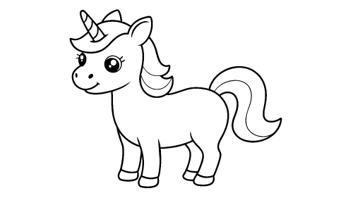 Cute unicorn cartoon coloring pages for kids