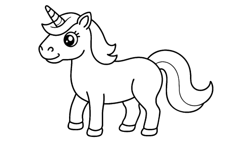 Cute unicorn cartoon coloring pages for kids