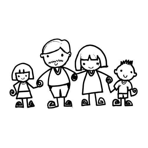 Doodle family icon hand draw illustration design by Jaidee Famil