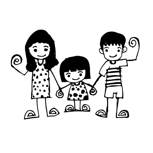 Doodle family icon hand draw illustration design by Jaidee Famil