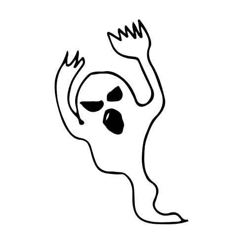 Doodle ghost icon hand draw illustration design