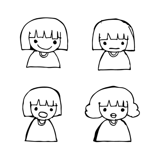 Doodle girl emotion icon hand draw illustration design by Jaidee