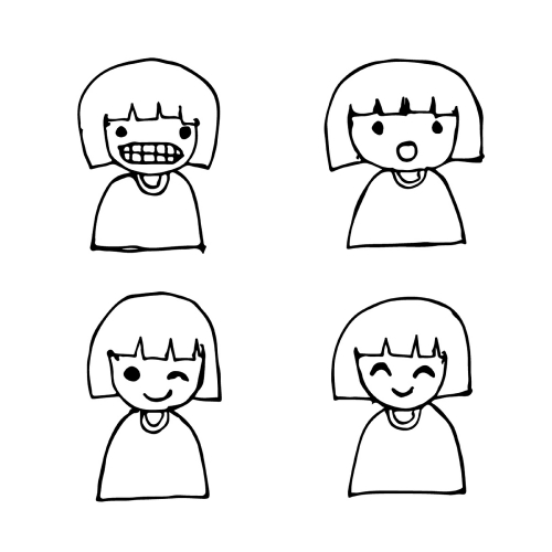 Doodle girl emotion icon hand draw illustration design by Jaidee
