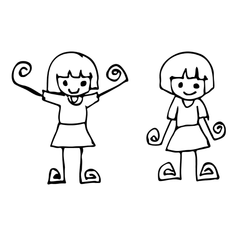 Doodle girl emotion icon hand draw illustration design by Jaidee